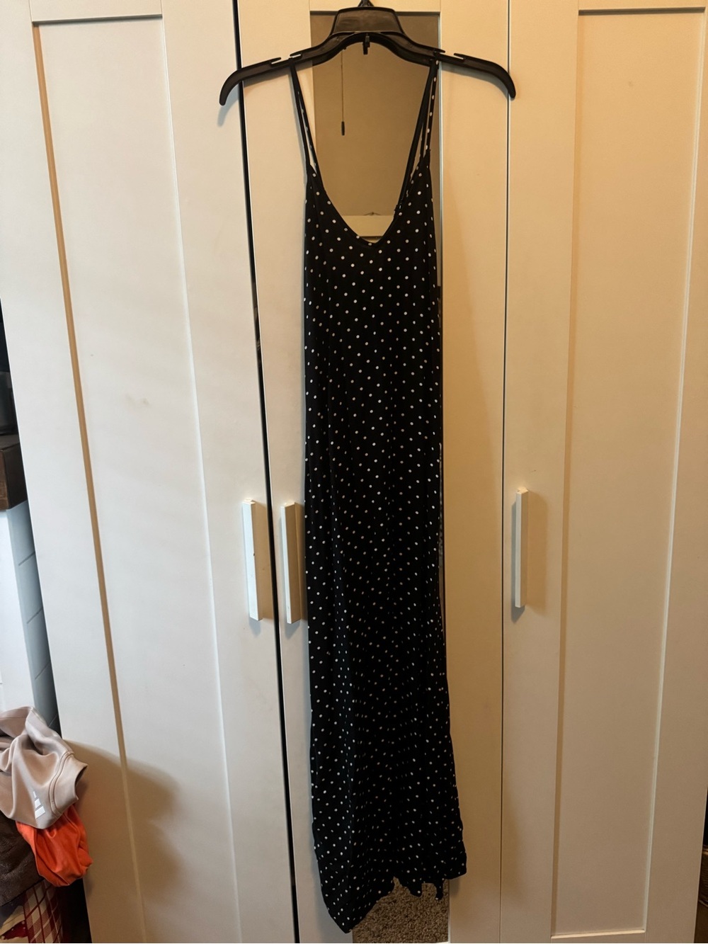 Black Polka Dot Maxi Dress - Sleeveless V-Neck